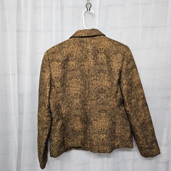 Rafaella Blazer Brown Orange Metallic Office Boho Casual Floral 10 - Picture 5 of 8